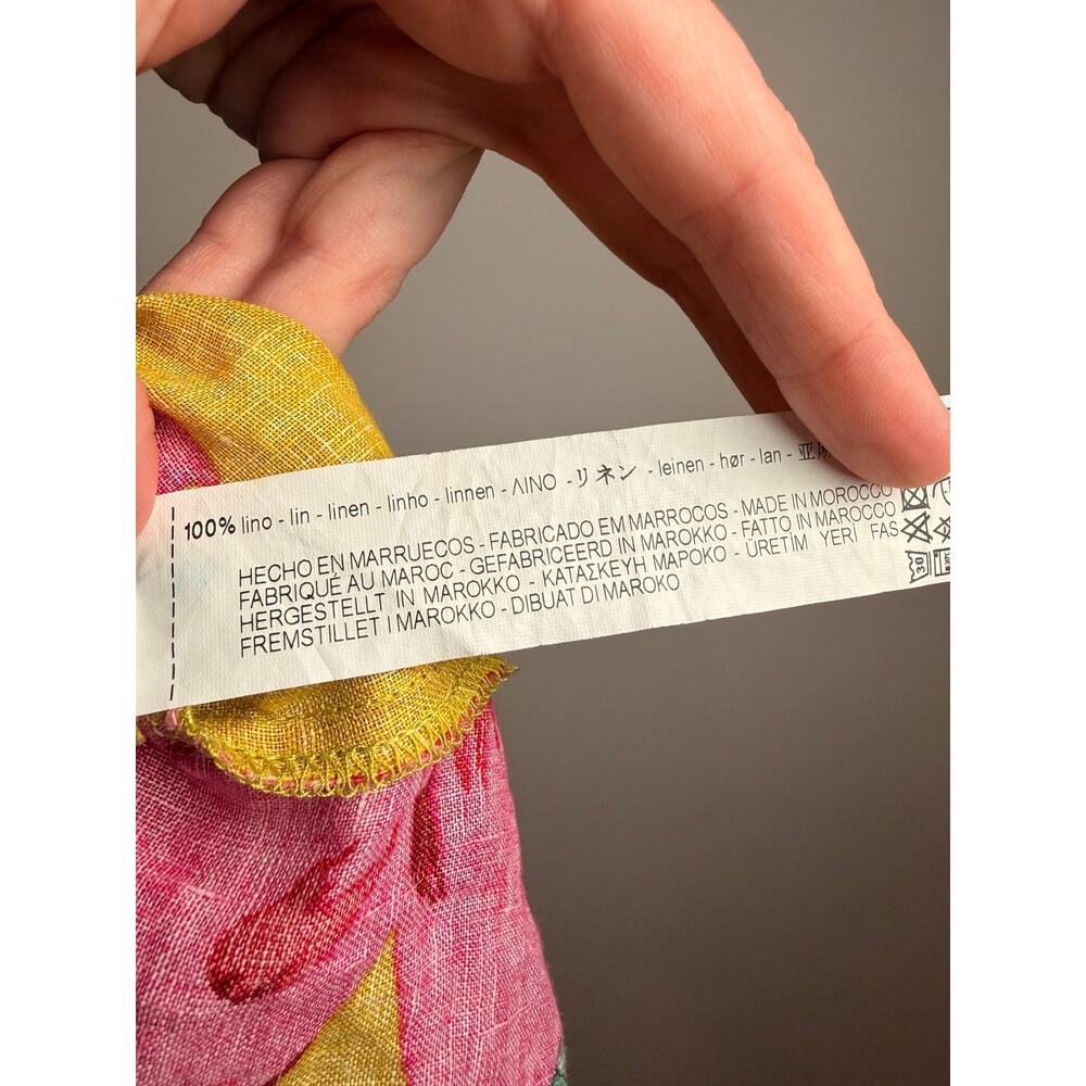 Zara Basic 100% Linen Tropical Floral Twist Front Top - Picture 5 of 5